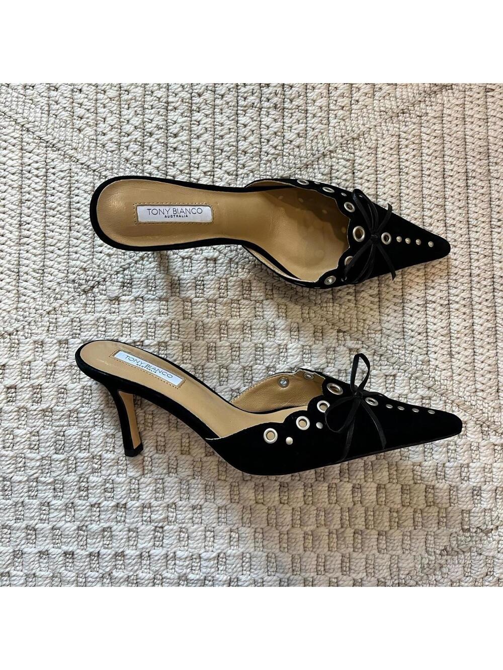 SOLD Tony Bianco Shae Pointed Toe Mule in Black Suede